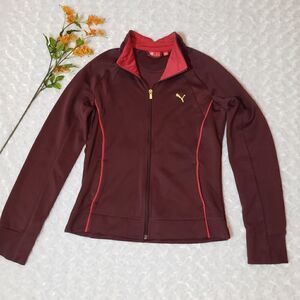 Vintage Y2K Puma maroon and red size large zip up jacket
